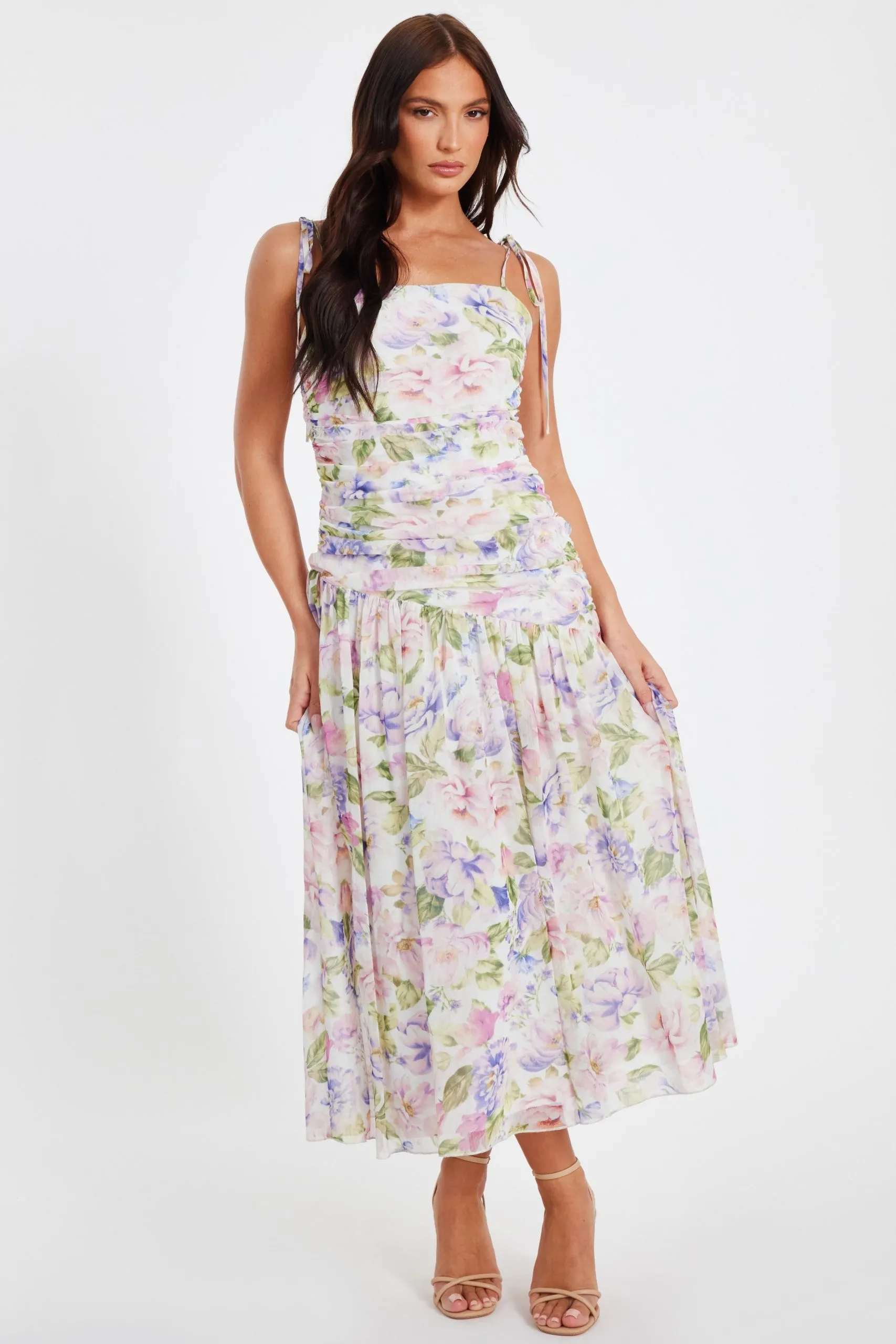 Multi Multi Chiffon Ruched Midaxi Dress