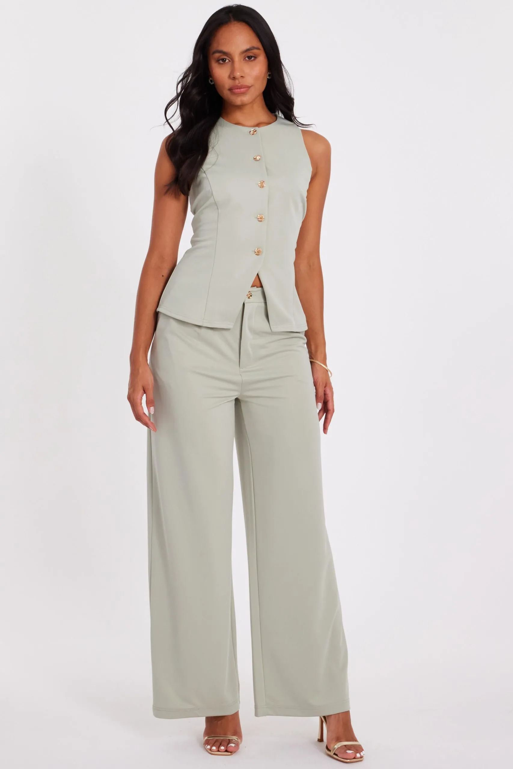 Light Green Wide Leg Trousers