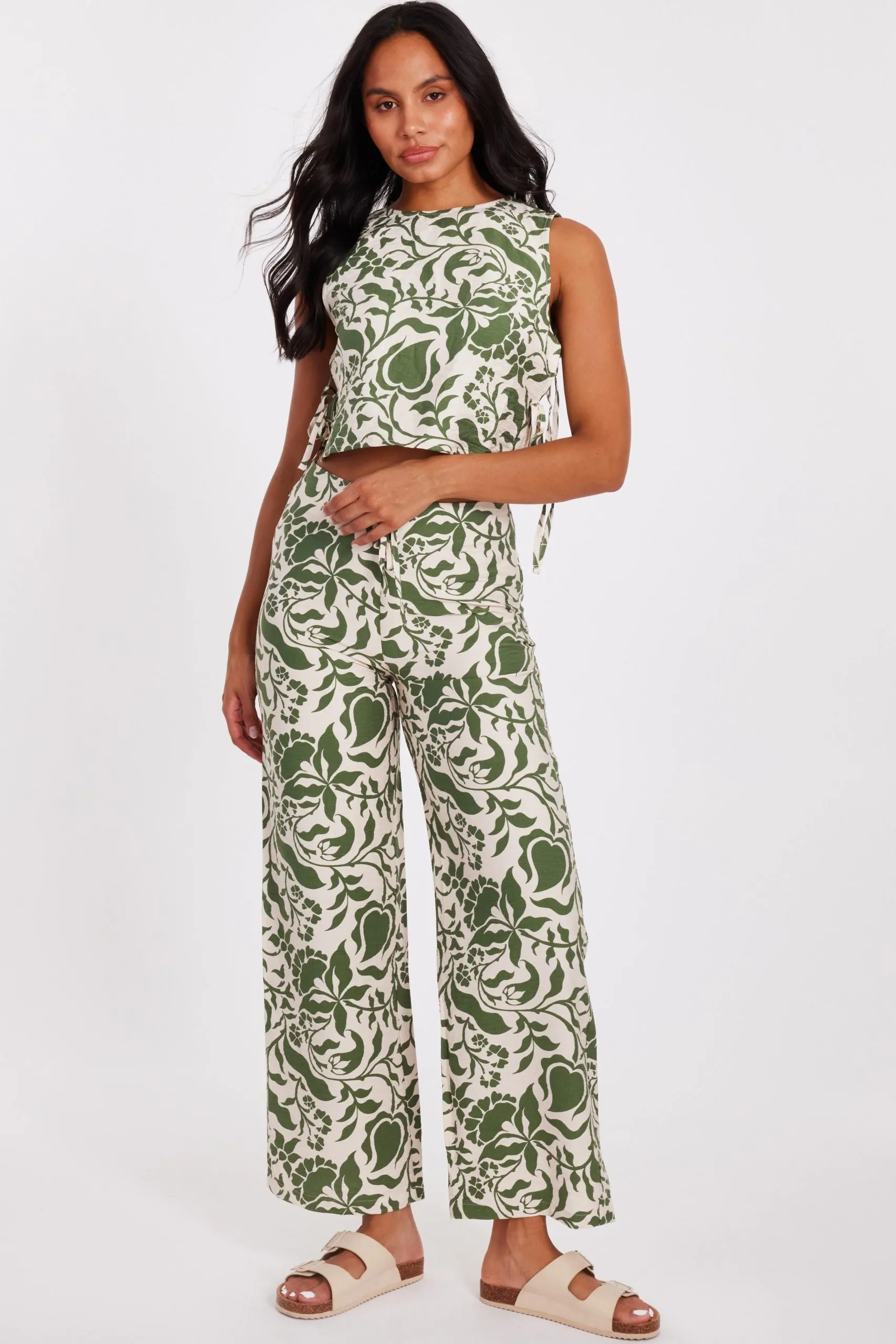 Multi Tropical Print Trousers