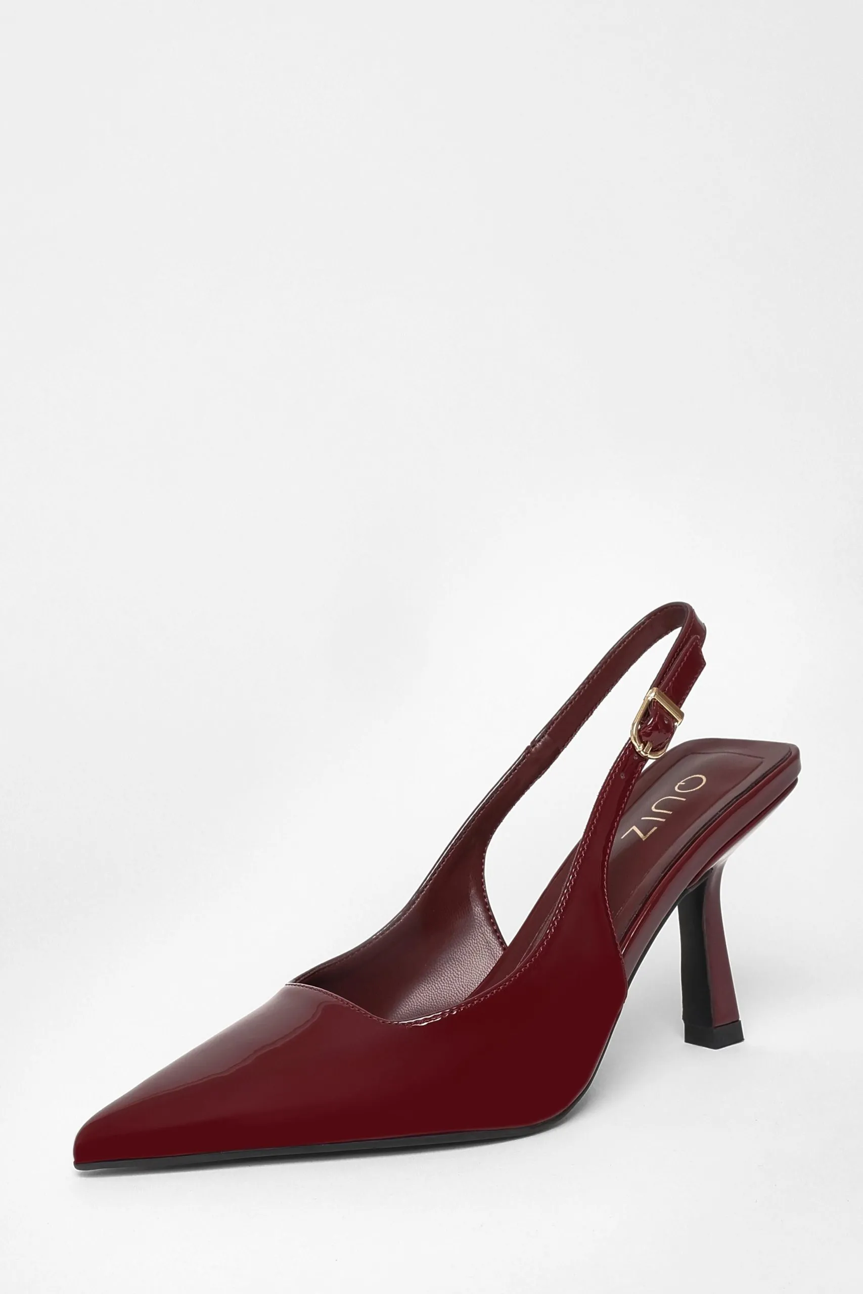 Burgundy Patent Sling Back Court Heels