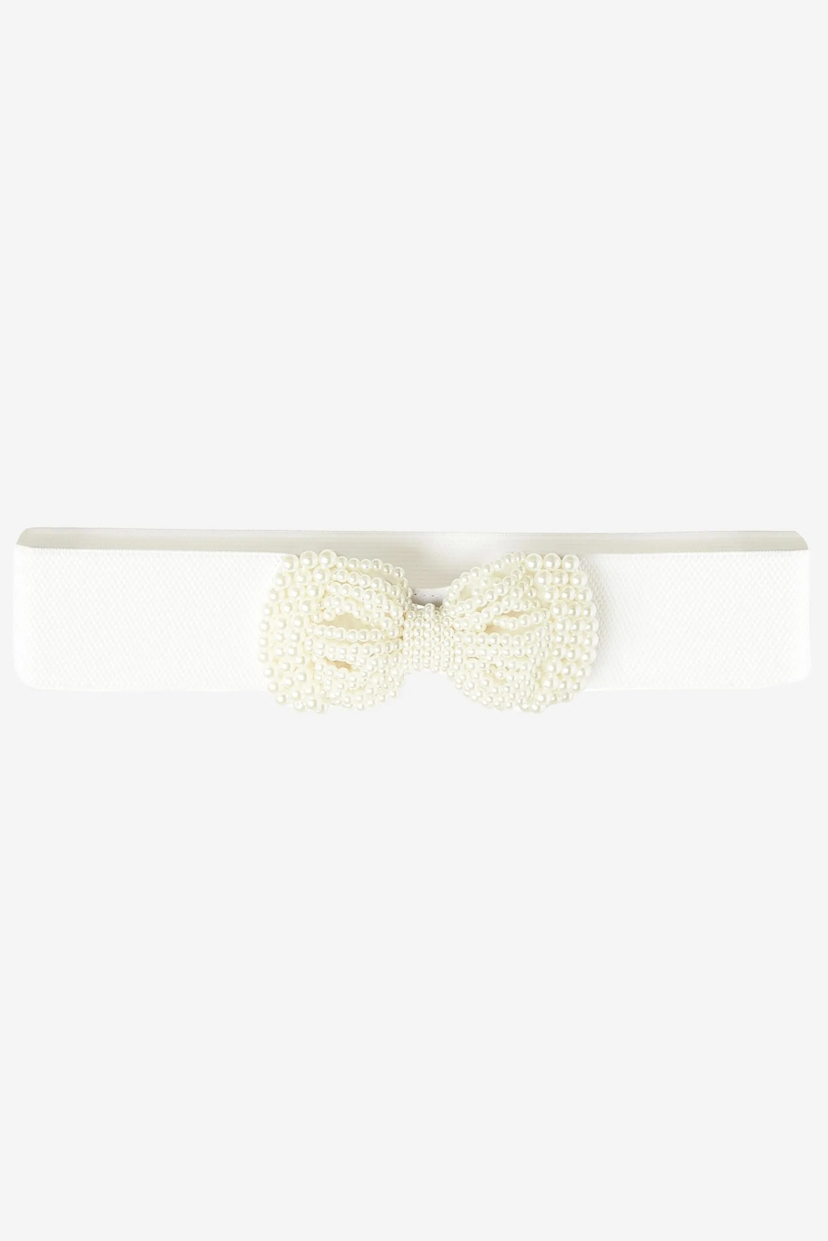 White Pearl Bow Stretch Belt