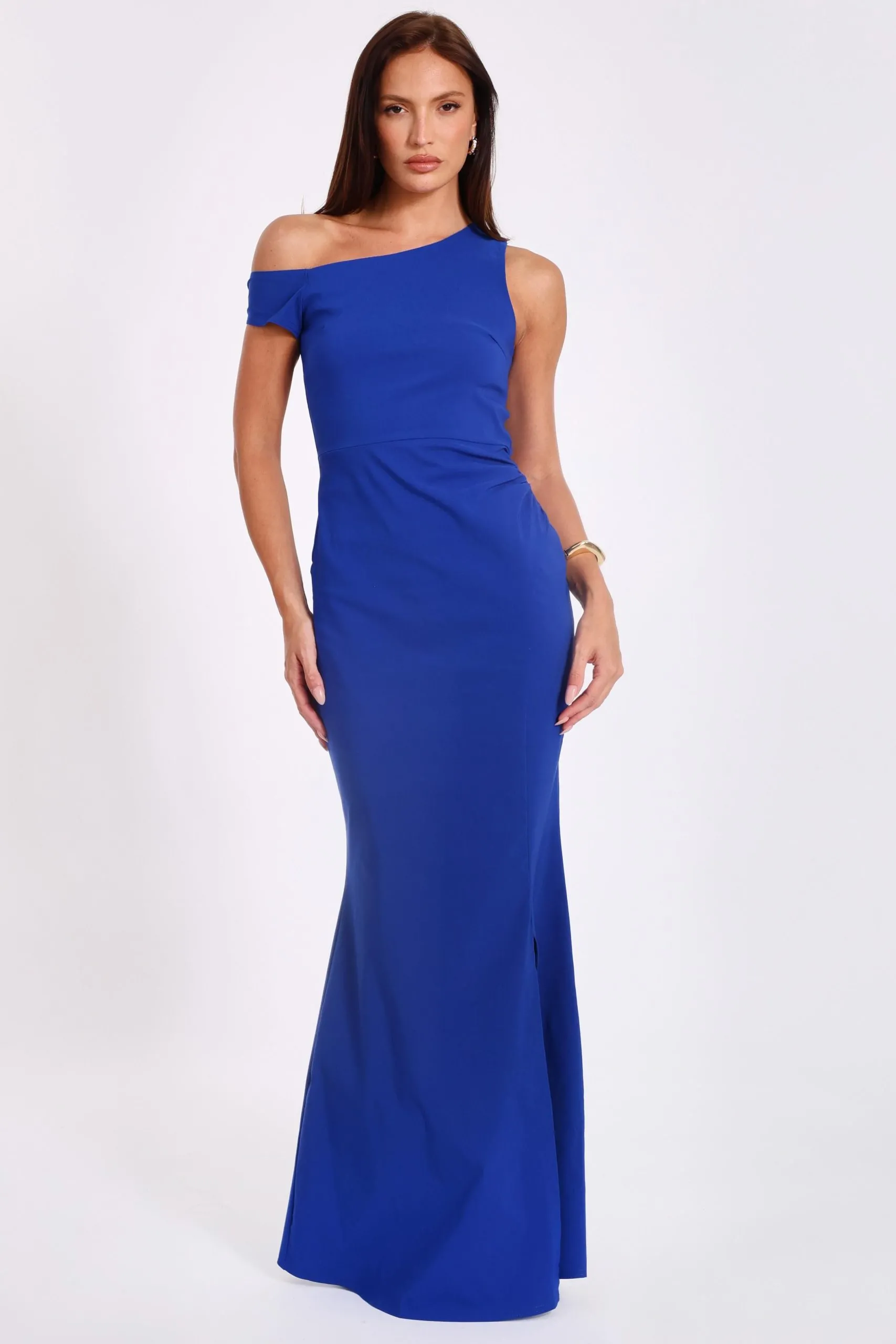 Royal Asymmetric Maxi Dress