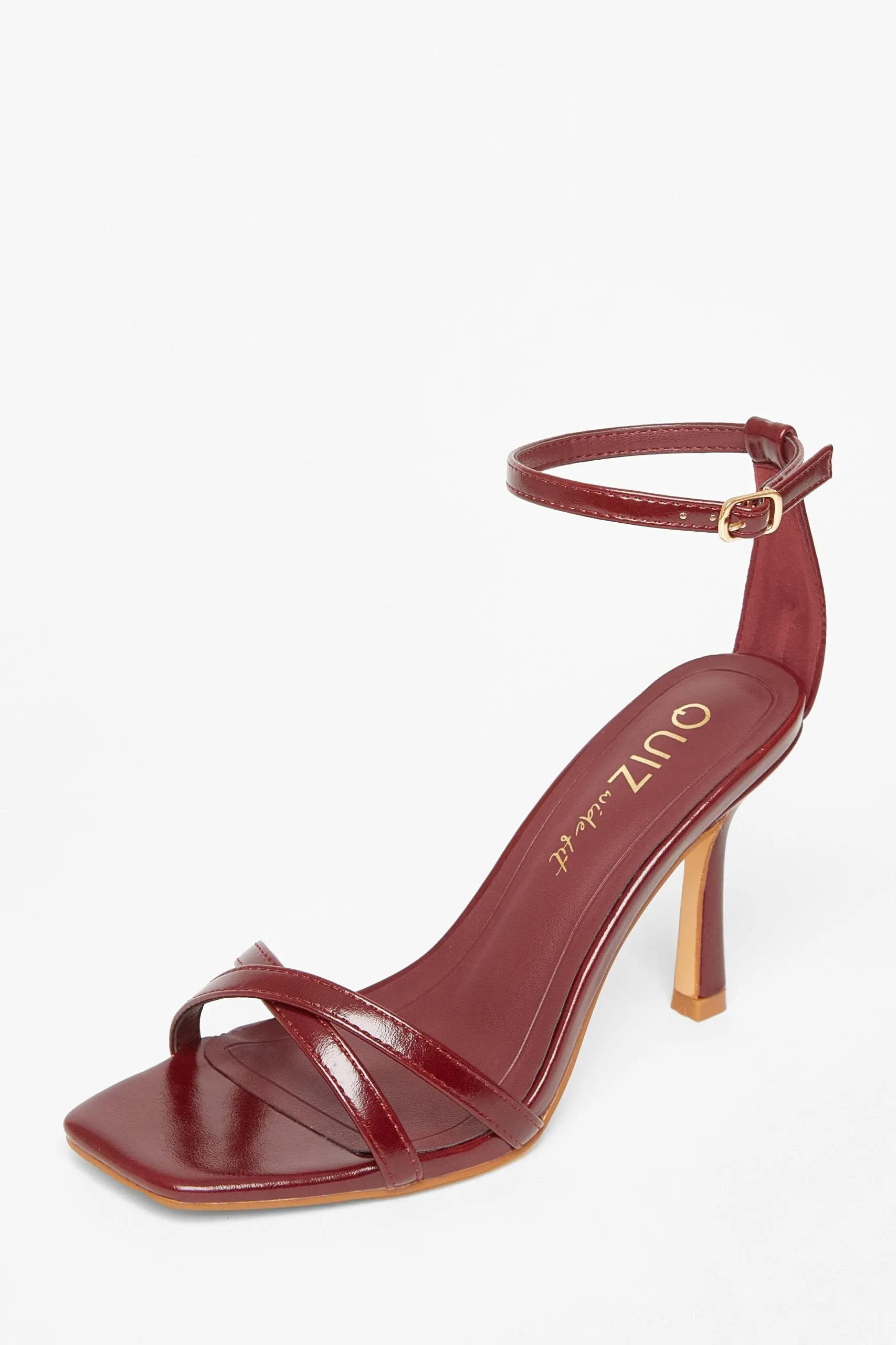 Burgundy Wide Fit Barely There Heels