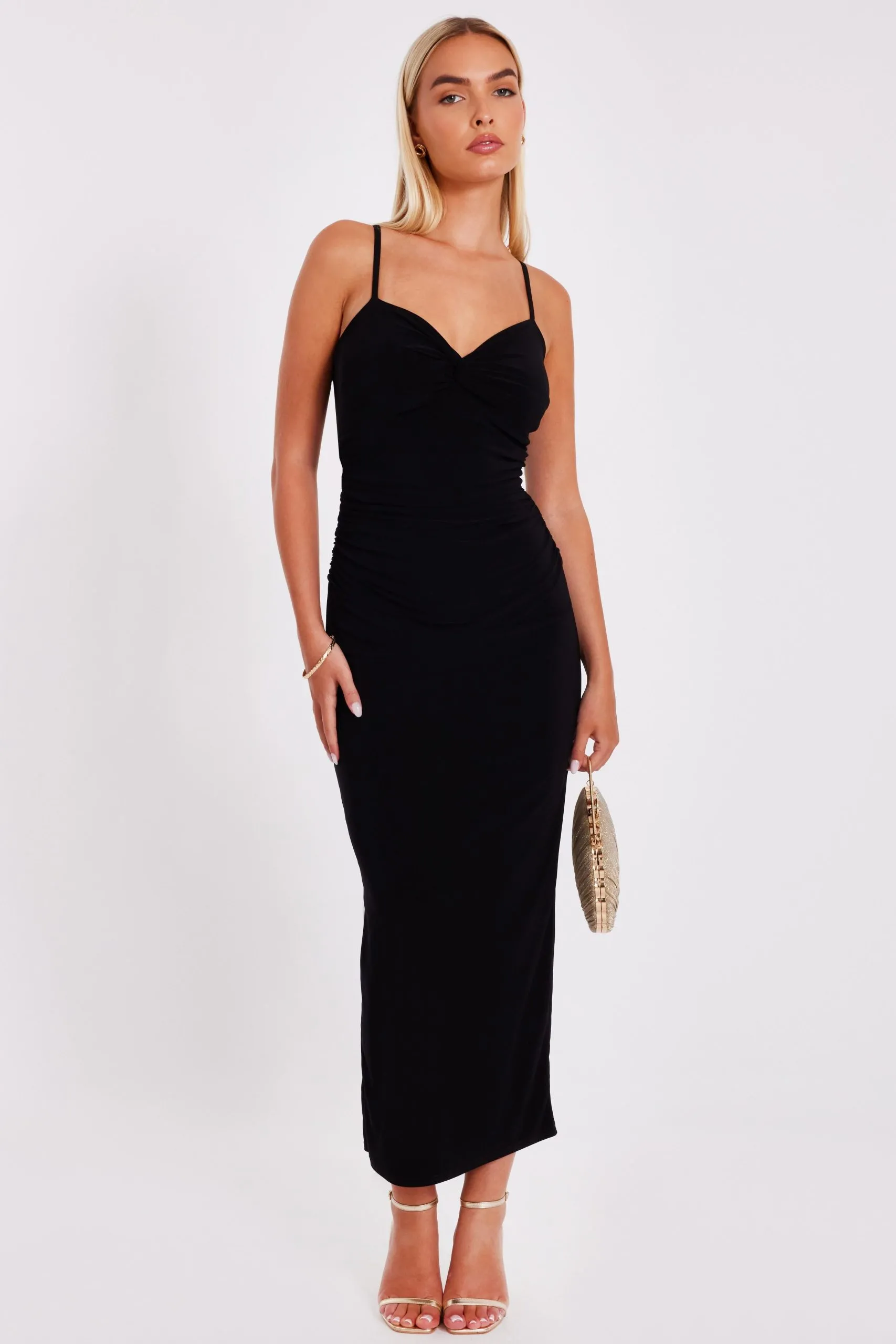 Black Knot Detail Midaxi Dress