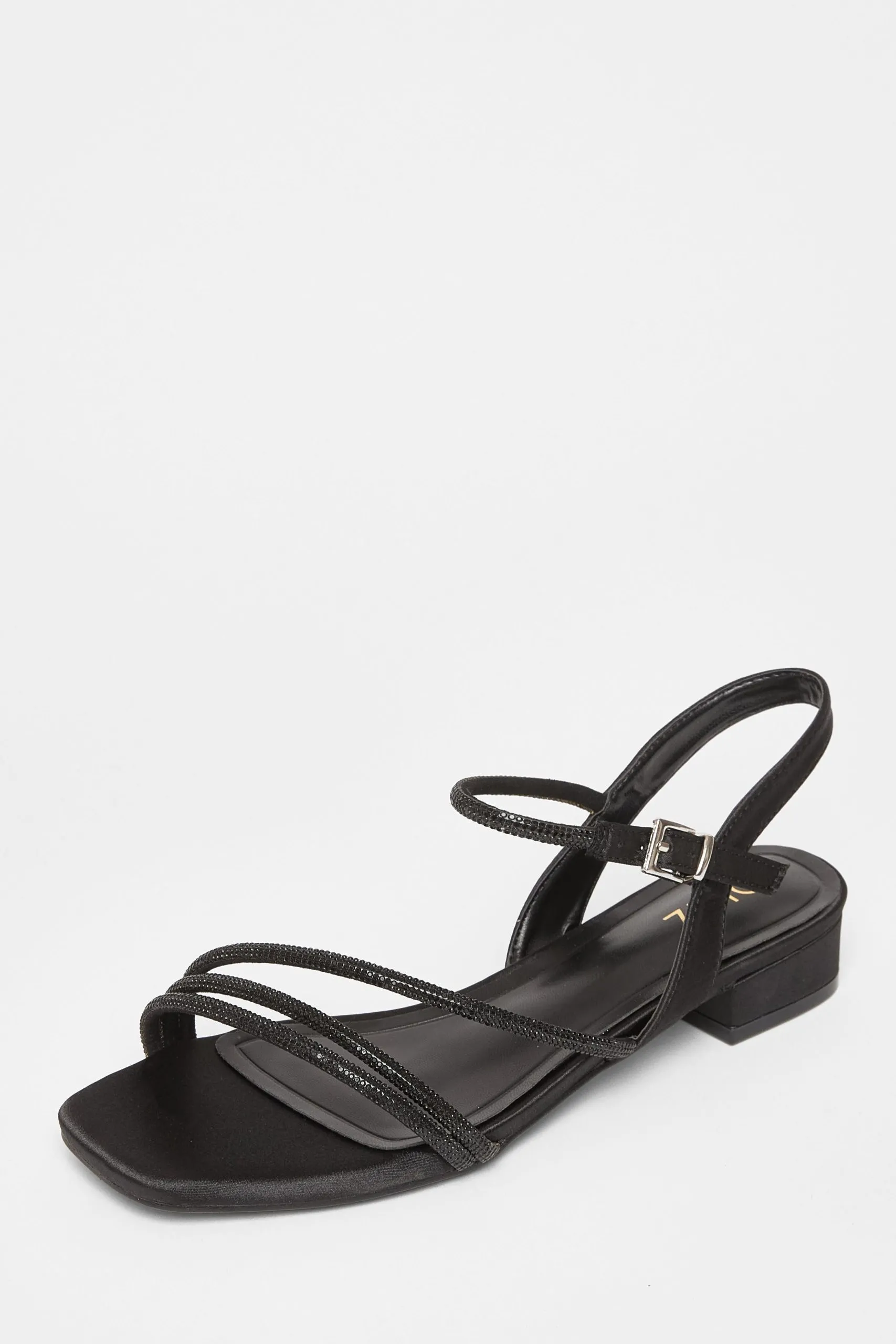 Black Embellished Strappy Sandals