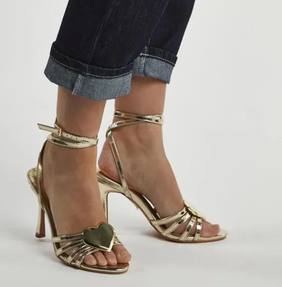 Red Heart Strappy Heeled Sandals