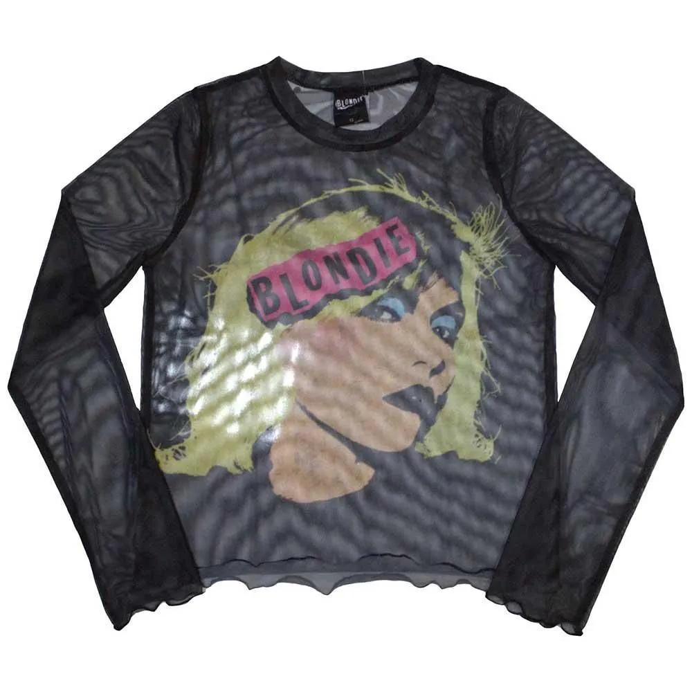 Punk Poster Mesh Long-Sleeved Crop Top