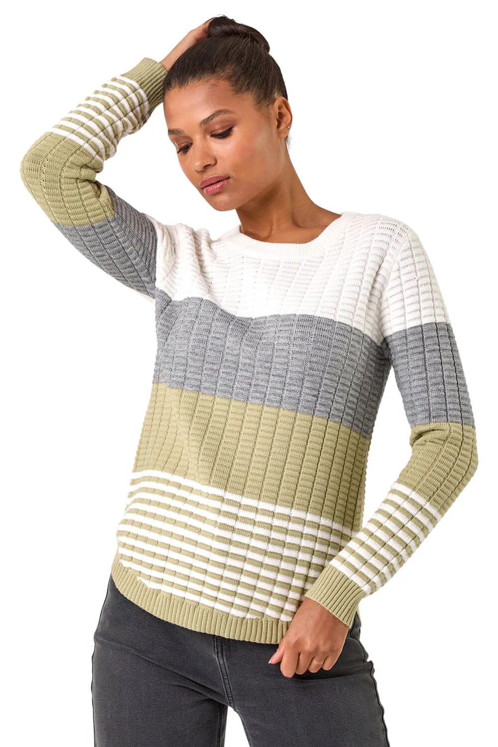 Textured Stripe Knitted Jumper