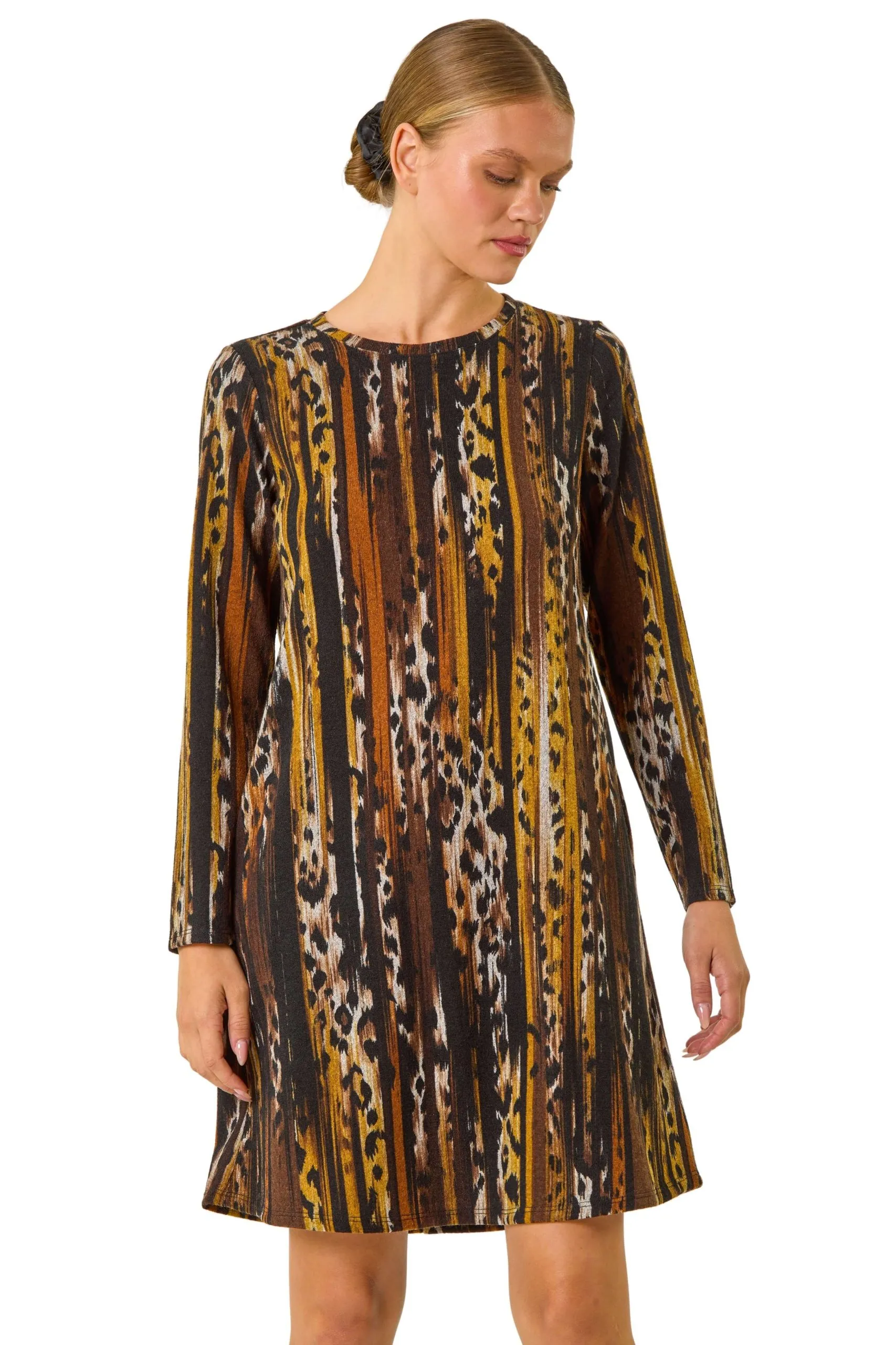 Animal Print Shift Midi Dress