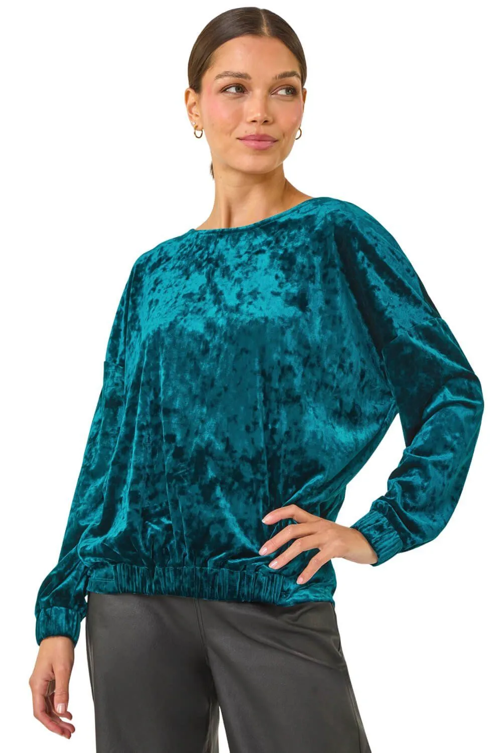 Bubble Hem Velvet Stretch Top