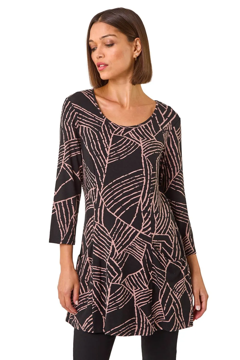 Abstract Print Pocket Detail Tunic