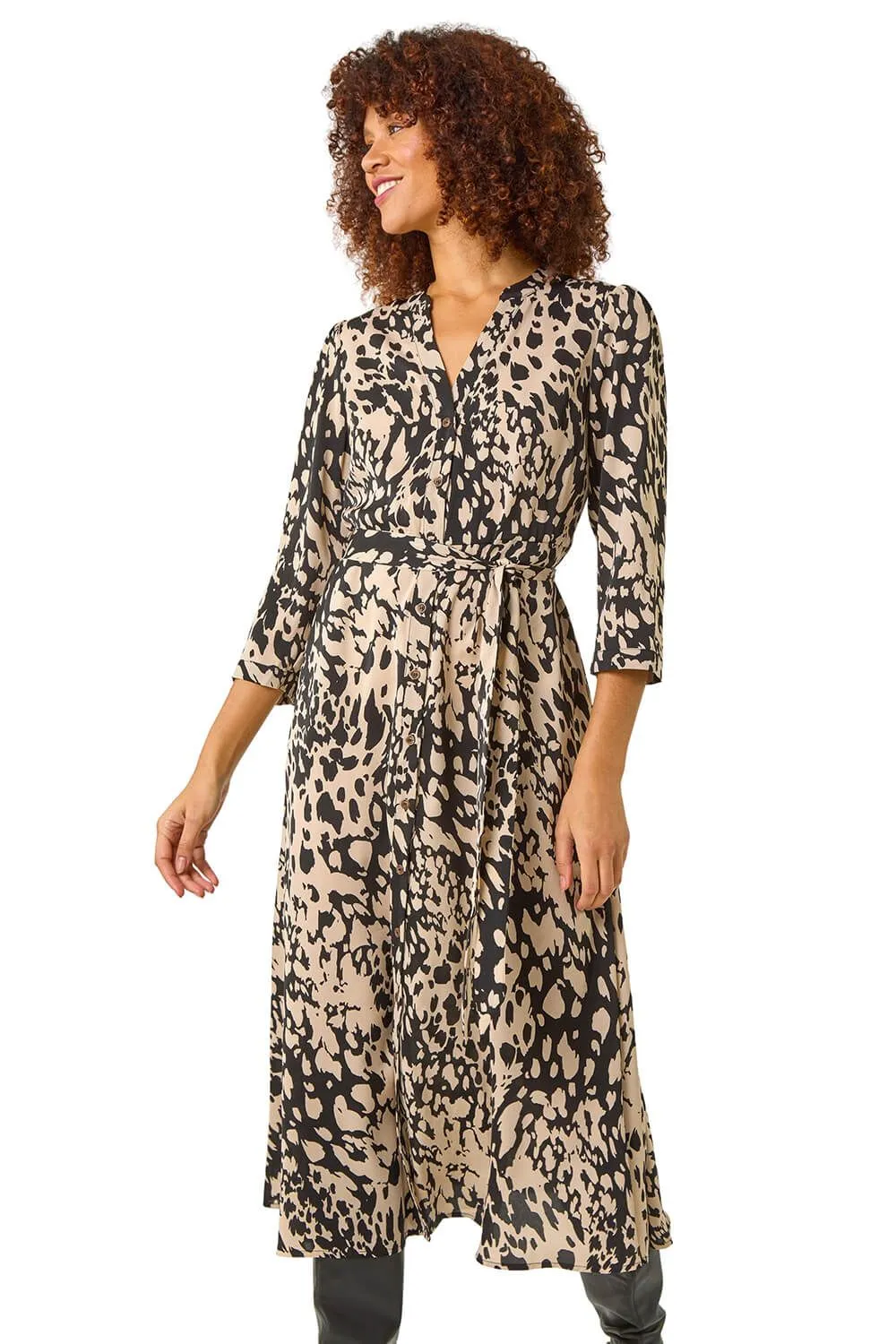 Abstract Midi Shirt Dress