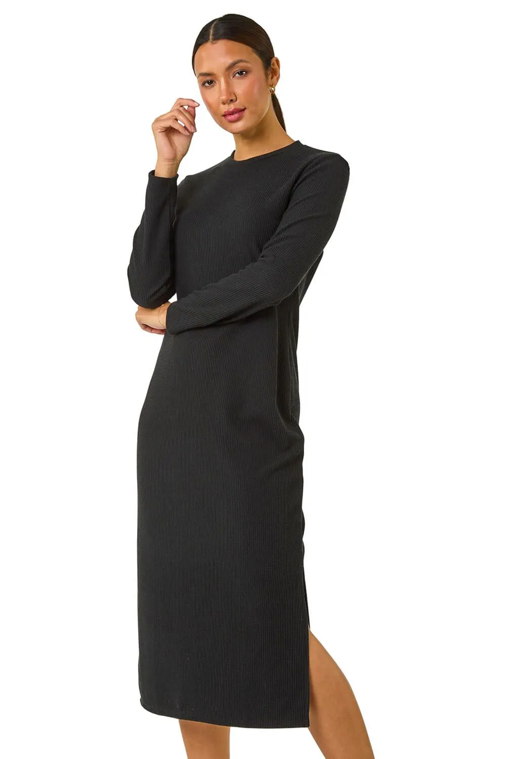 Textured A-Line Knitted Jumper Dress