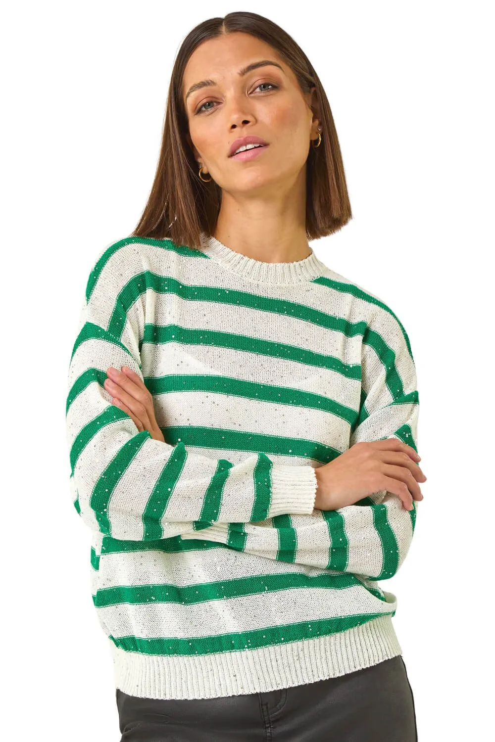 Striped Sequin Knit Jumper