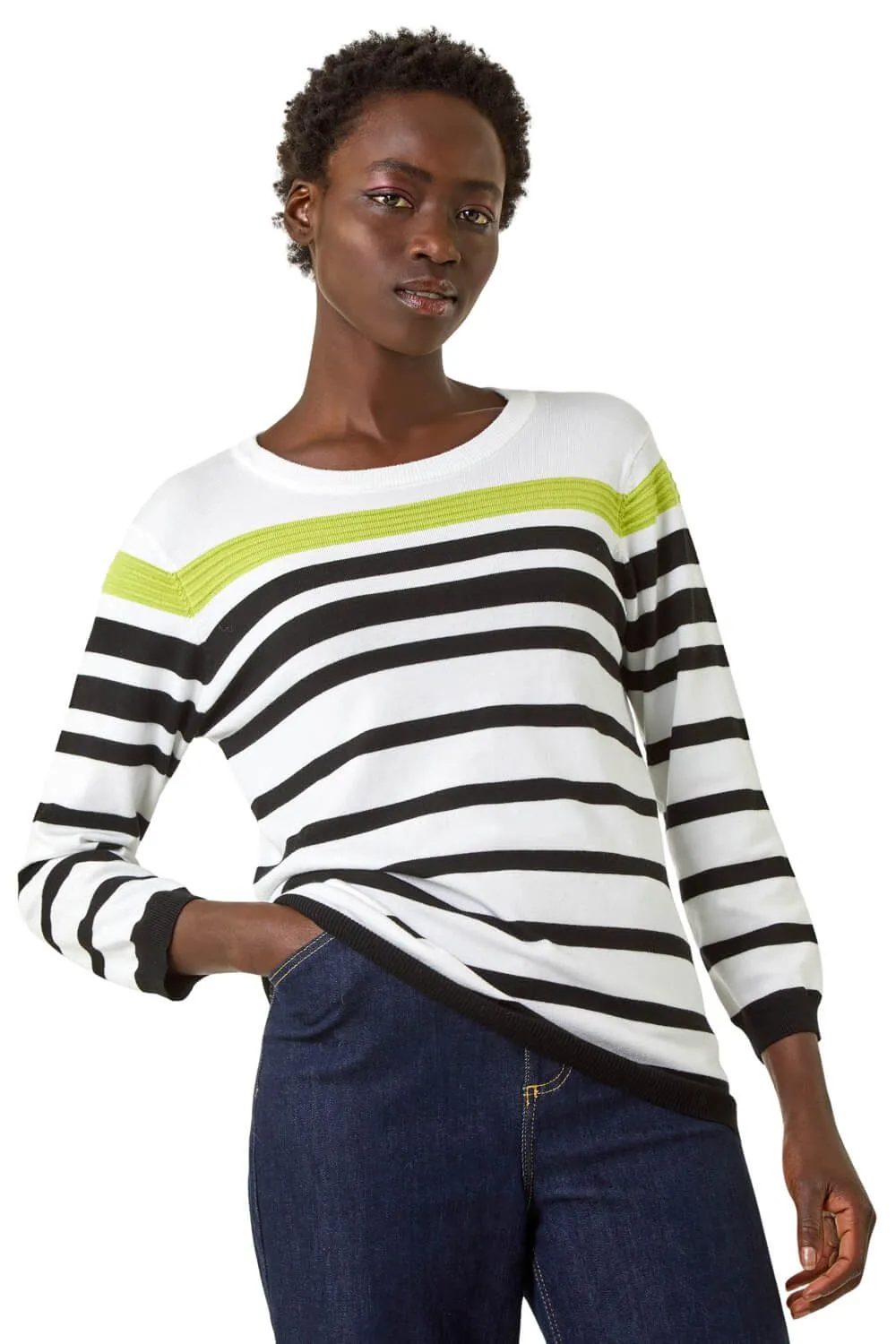 Stripe Print Colour Knit Jumper