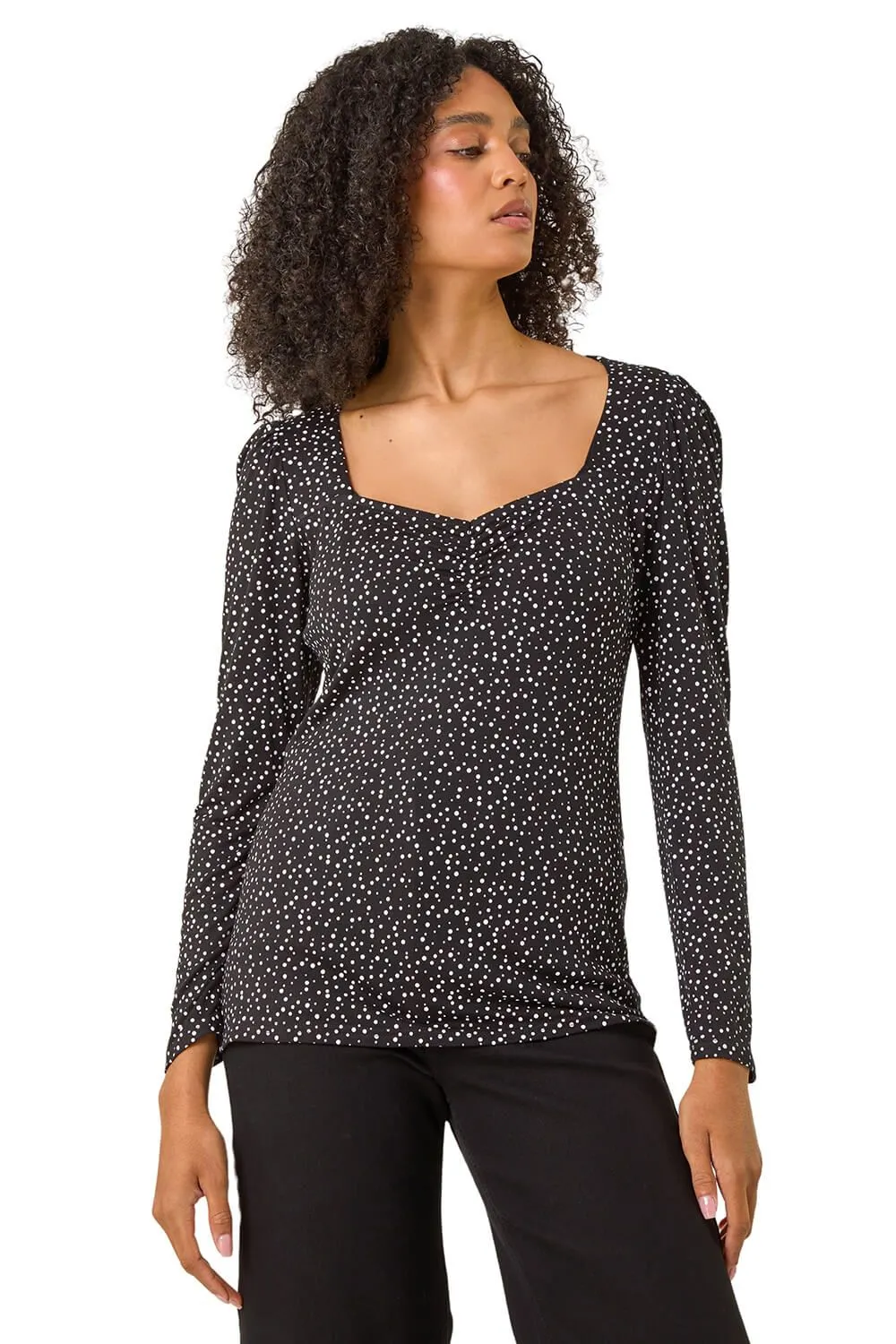 Sweetheart Neck Polka Dot Top