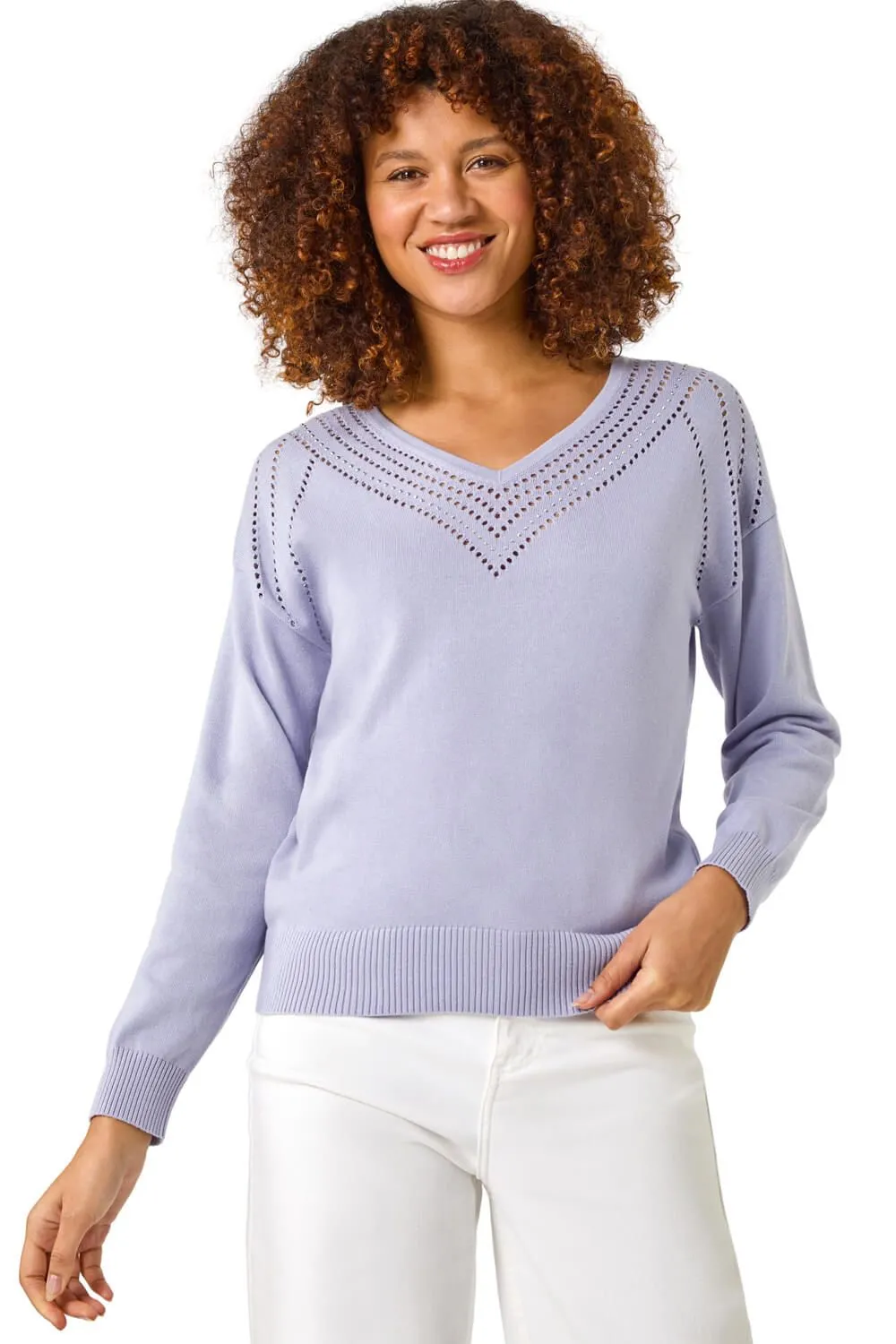 Border Hotfix V-Neck Jumper