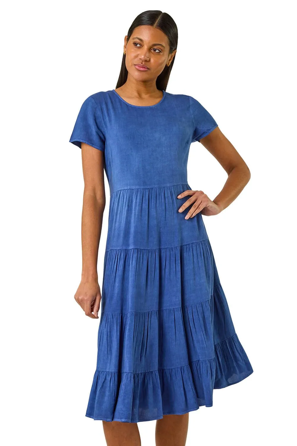 Tiered Smock Midi Dress