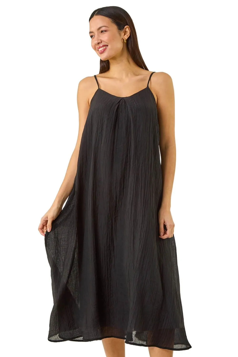 Textured Pleat Midi Dress