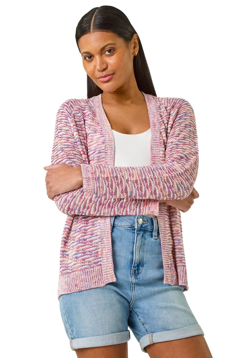Textured V-Neck Knit Shrug