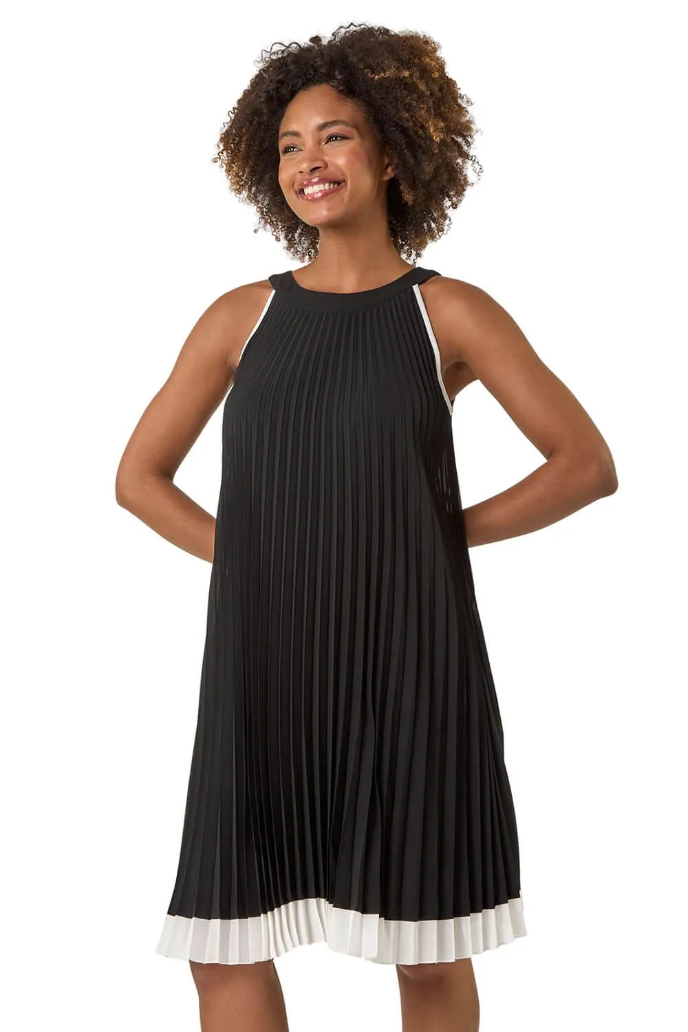 A-Line Pleated Halter Dress