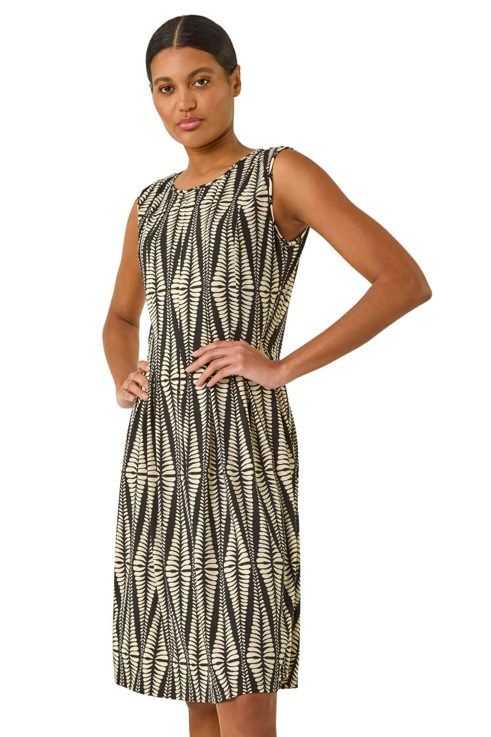 Abstract Print Panel Detail Dress