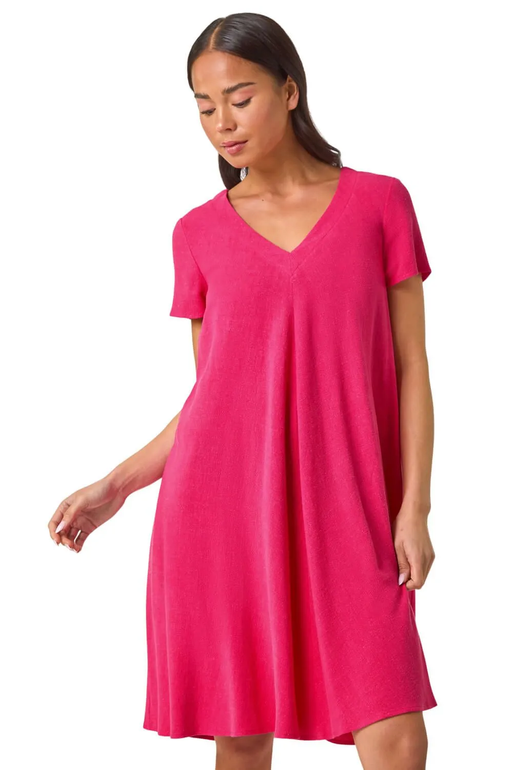 Petite V-Neck Swing Pocket Dress