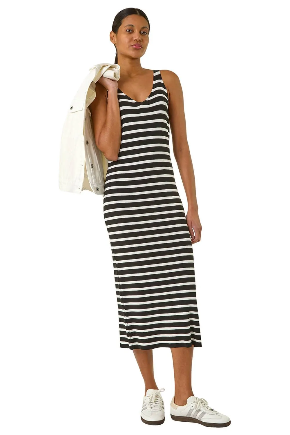 Stripe Knitted Midi Dress