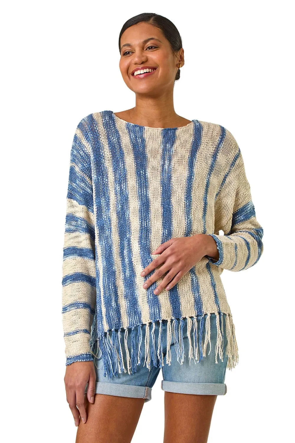 Textured Fringe Hem Knit Jumper