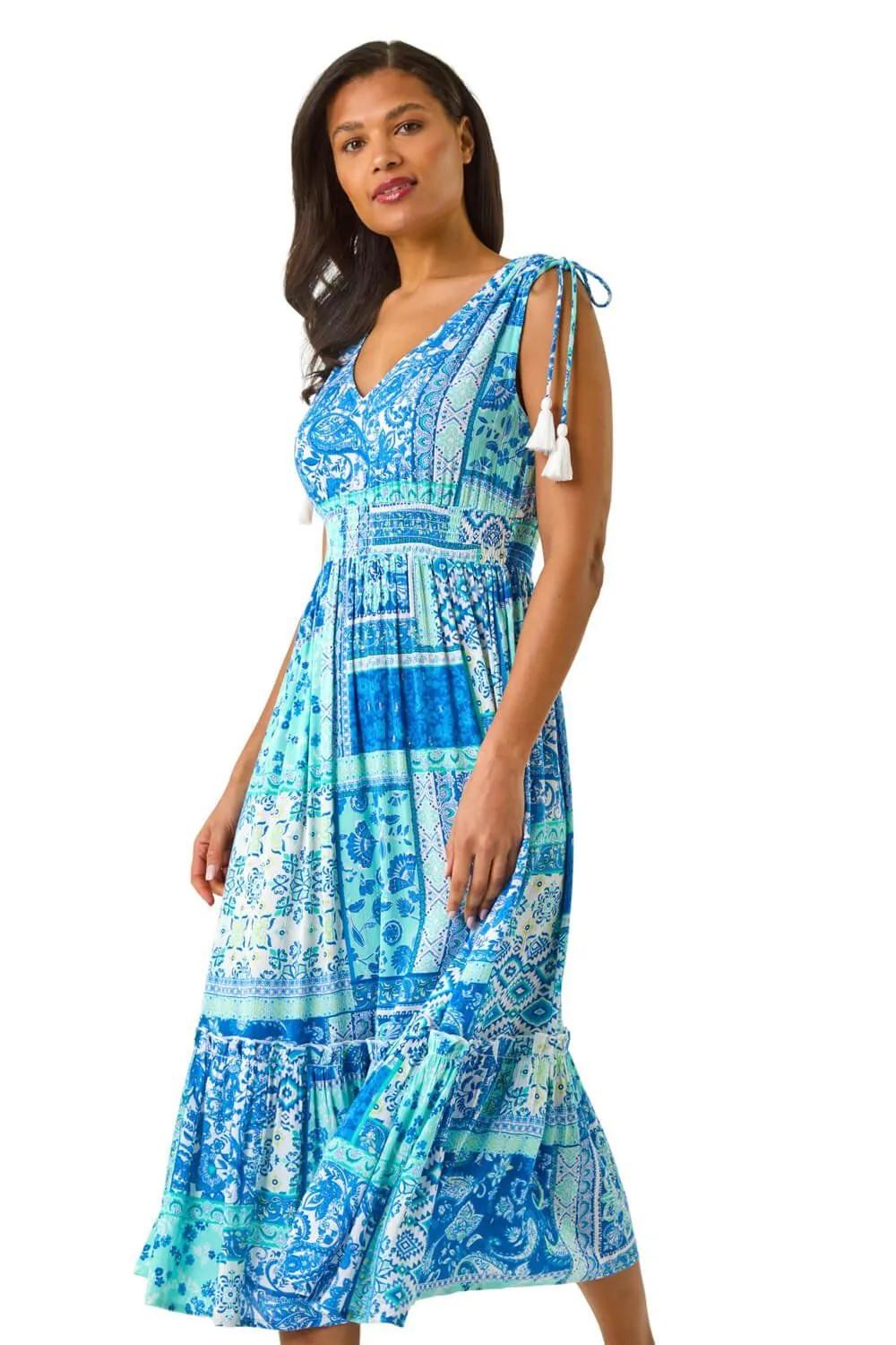 Patchwork Shimmer Maxi Dress