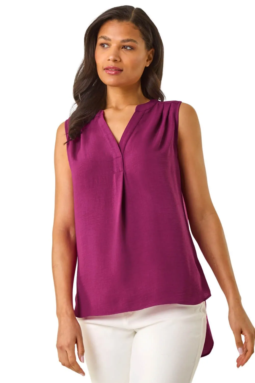 Textured V-Neck Pleat Front Vest