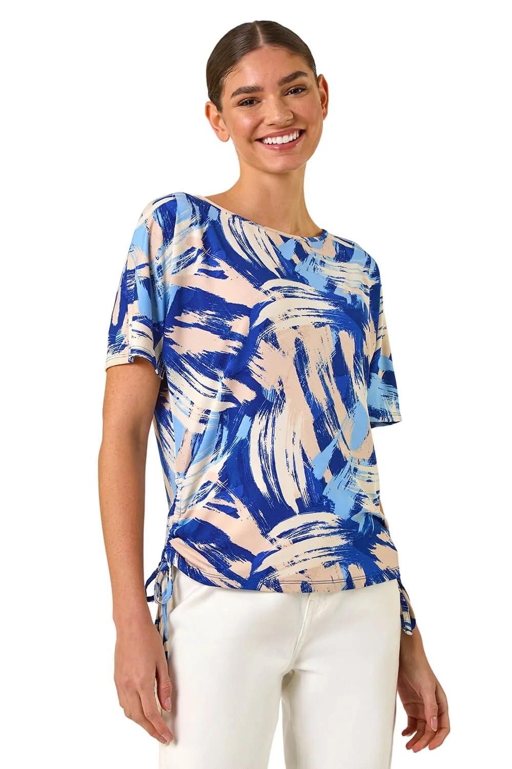 Abstract Print Side Tie Detail Top