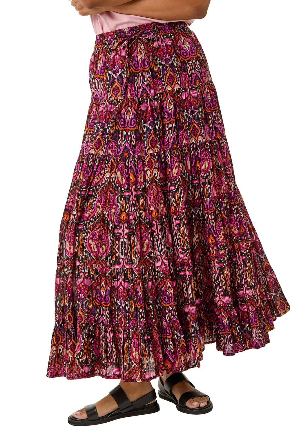 Abstract Print Tiered Skirt