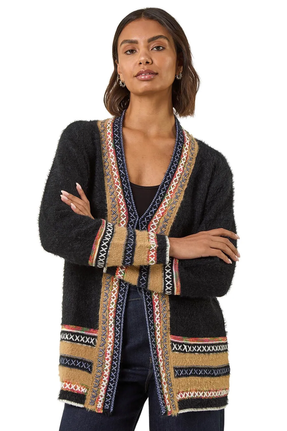 Cross Stitch Detail Knit Cardigan