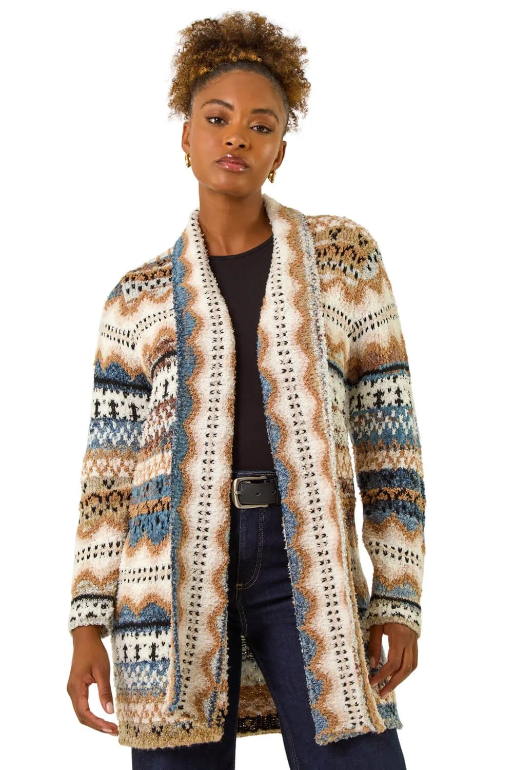 Boucle Jacquard Knitted Cardigan