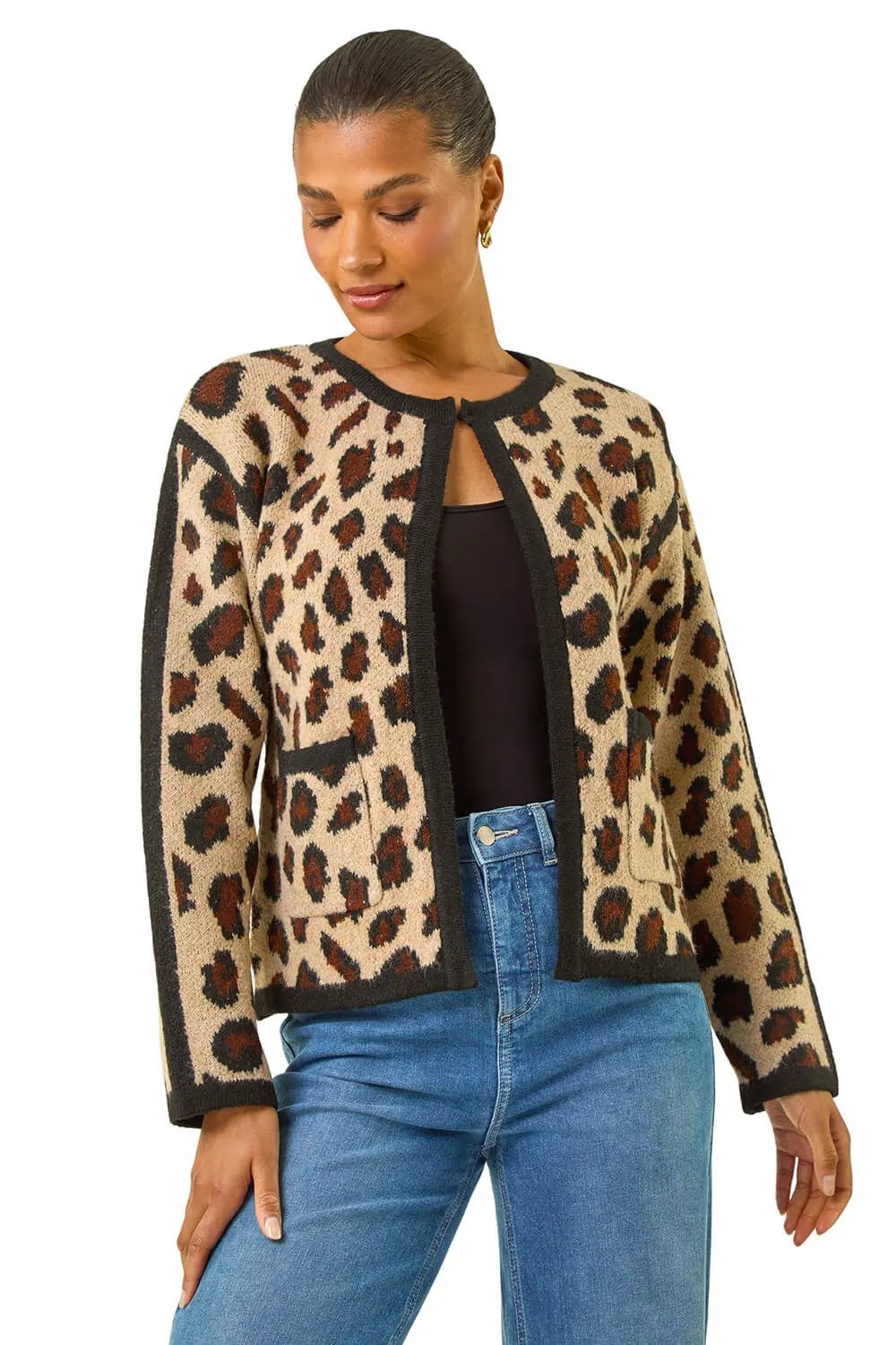 Animal Print Knit Cardigan