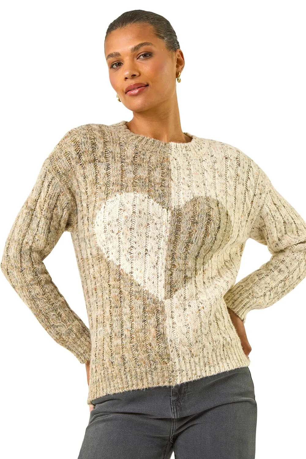 Colour Block Heart Knit Jumper