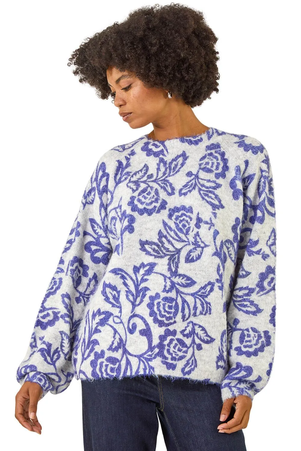 Abstract Floral Knit Jumper