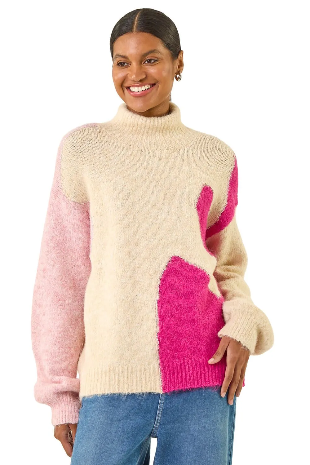 Abstract Colour Block Knit Jumper