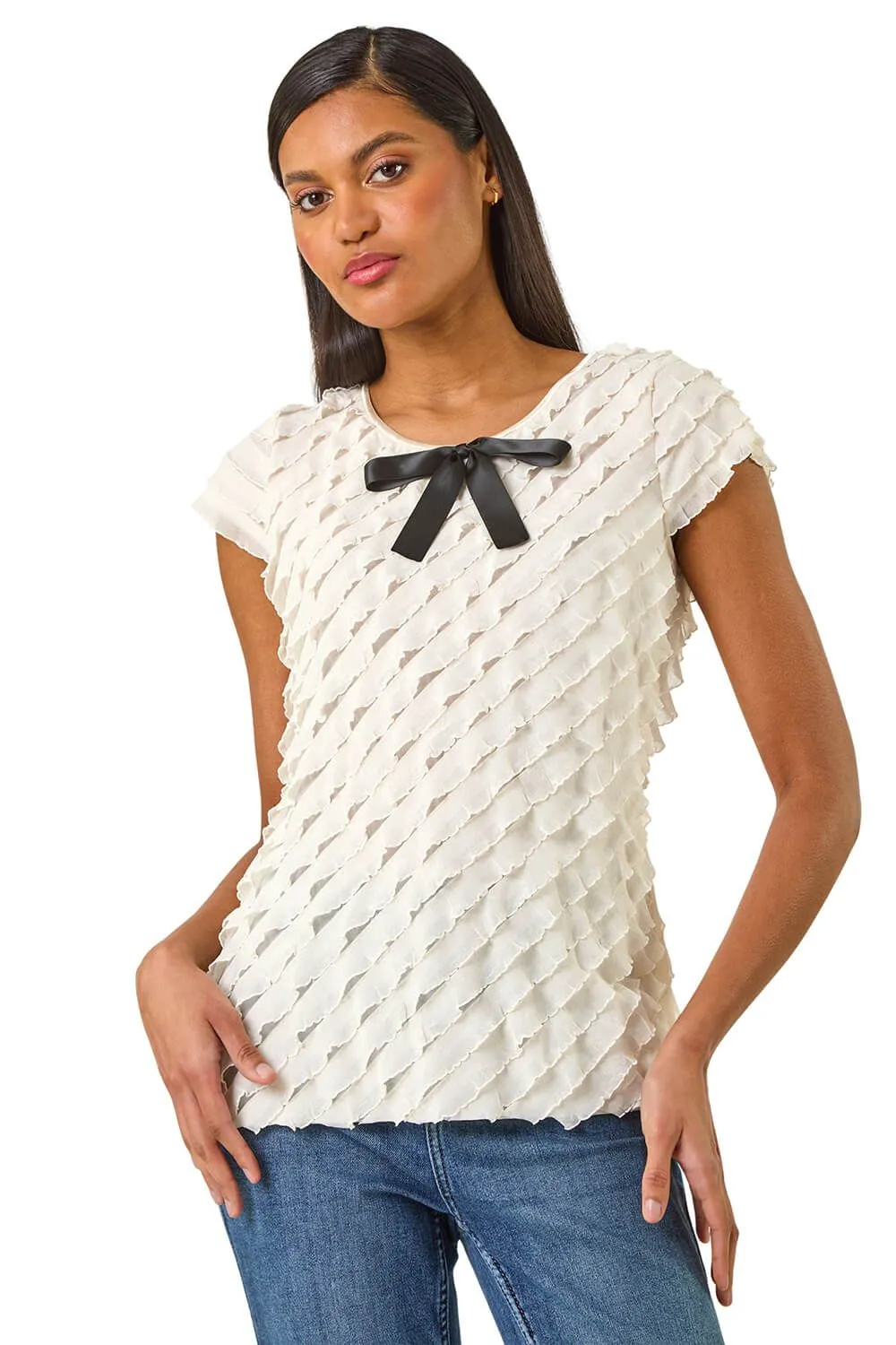 Bow Front Frilled Top