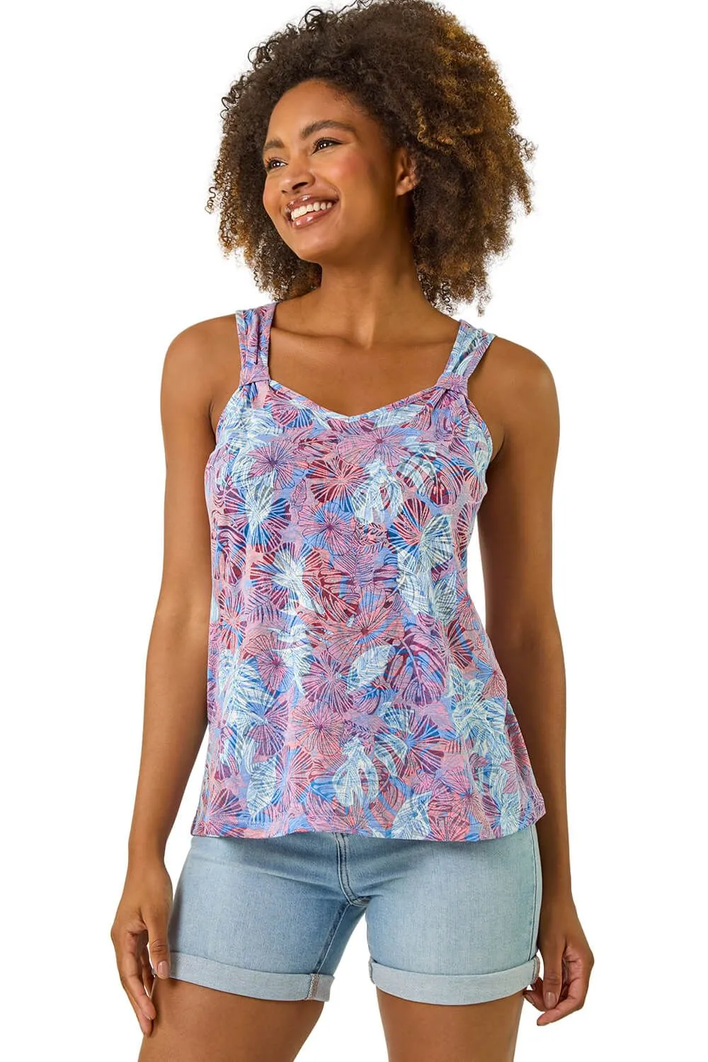 Burnout Leaf Print Vest Top