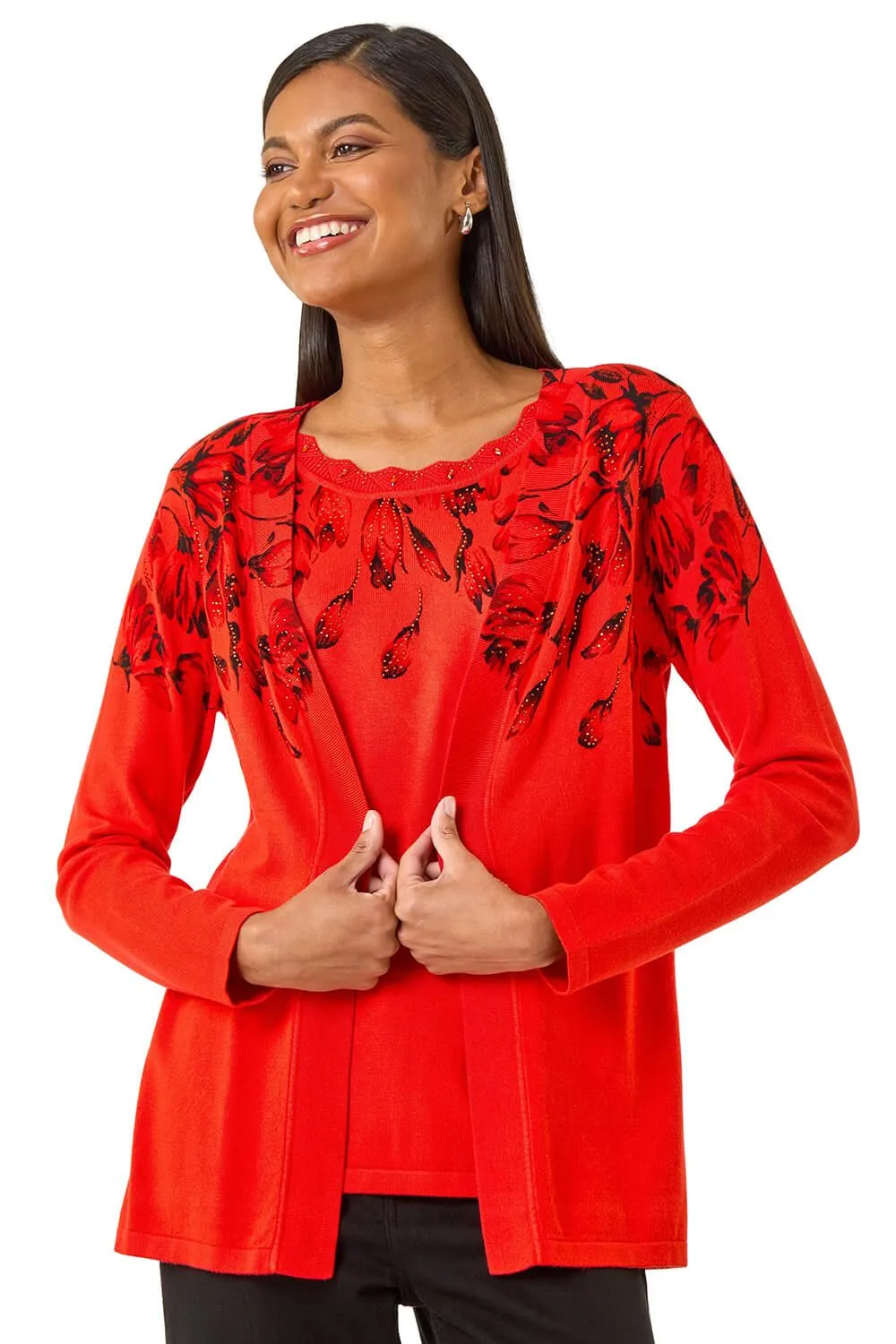 Embellished Print Knit Set