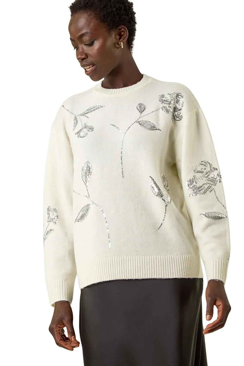 Floral Sequin Knit Jumper