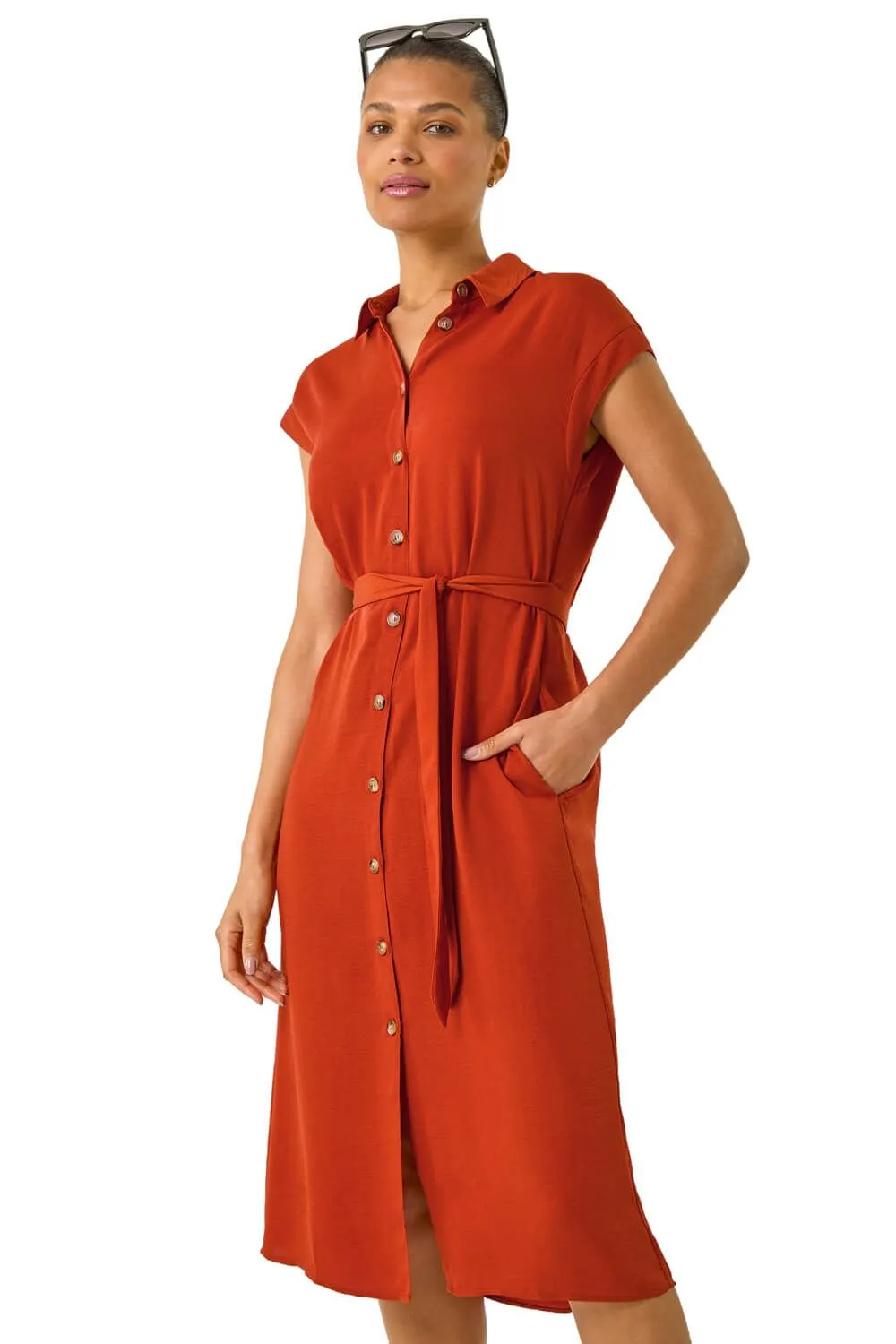 Utility Buttoned Shirt Dress