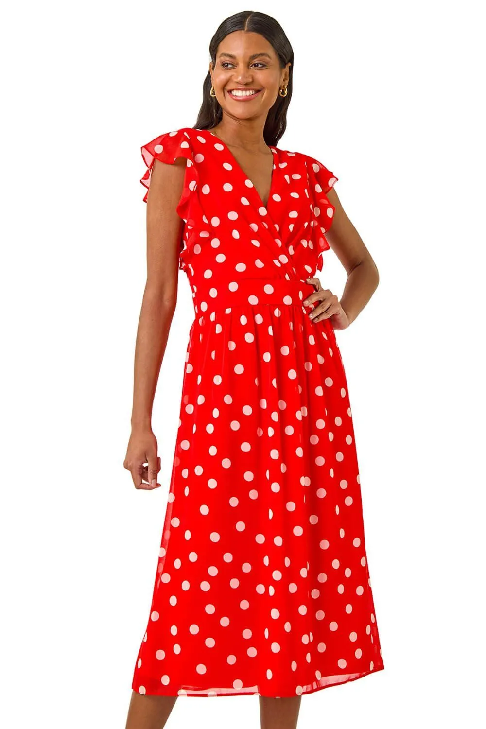 Spot Frill Fit & Flare Dress