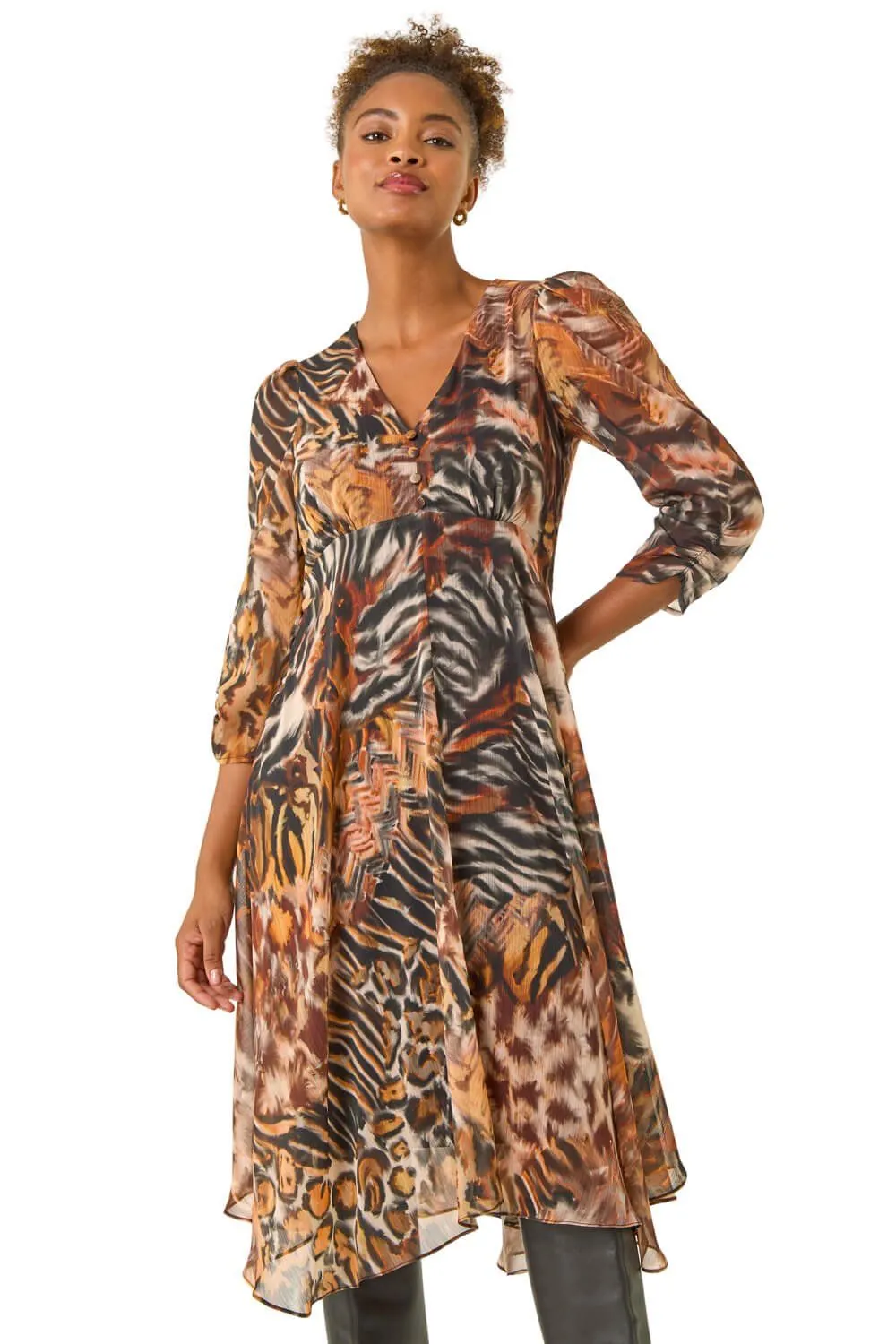 Animal Print Hanky Hem Dress