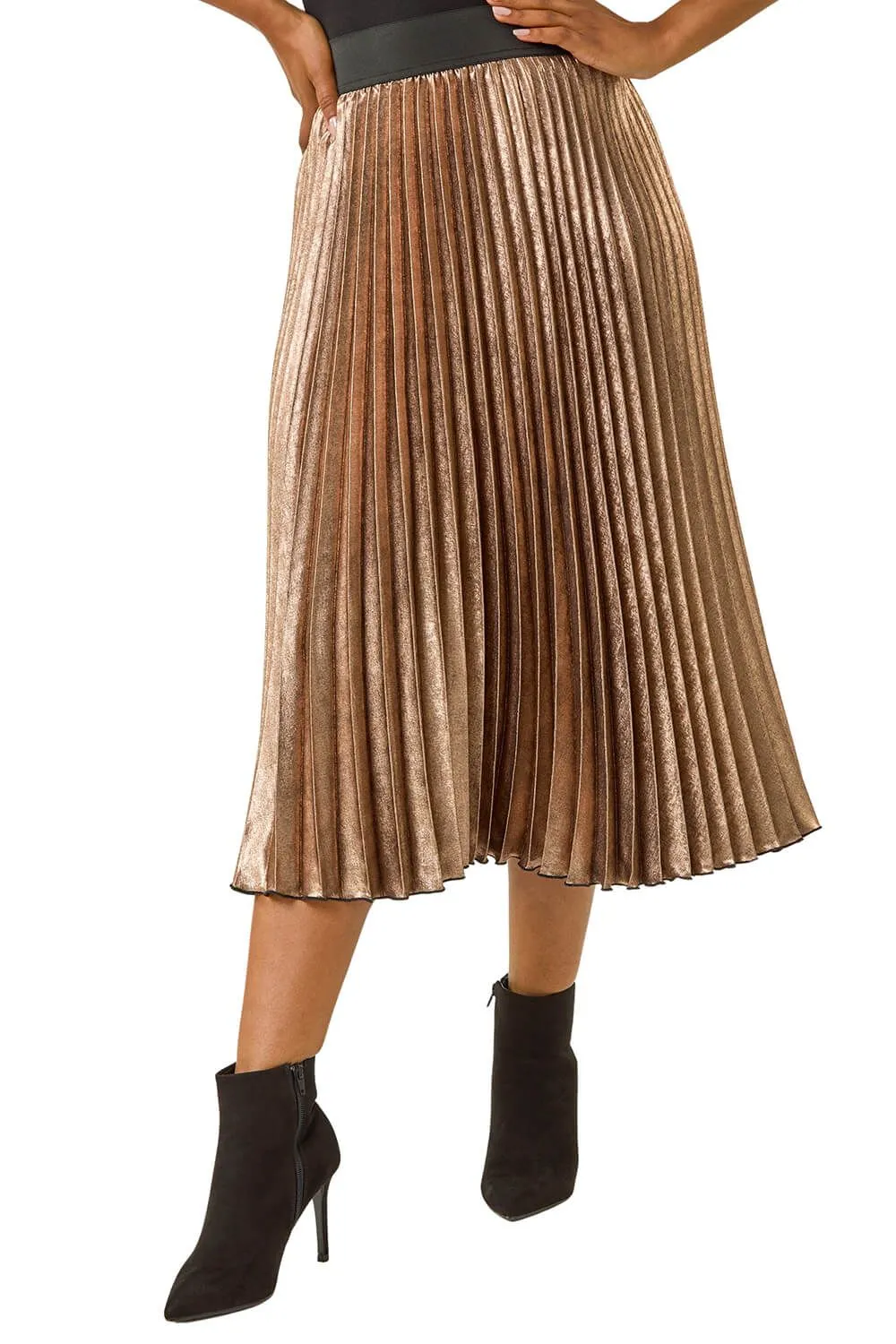 Petite Metallic Pleated Skirt
