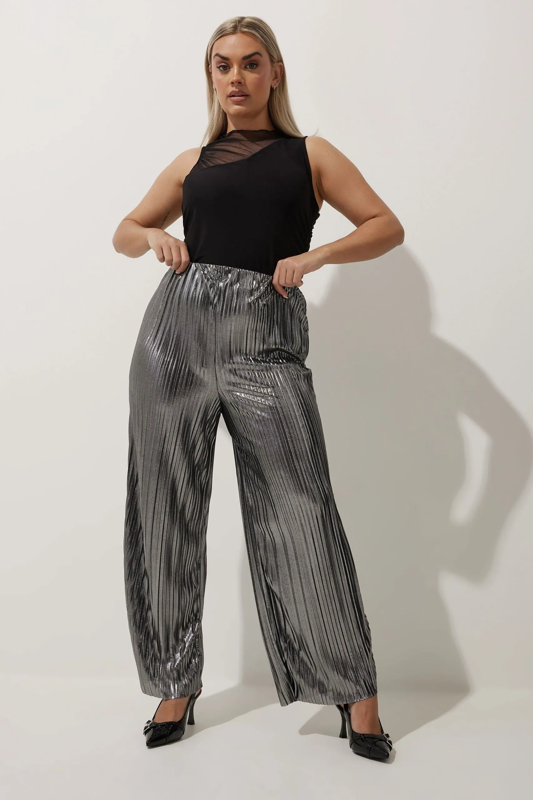 Metallic Plisse Trousers