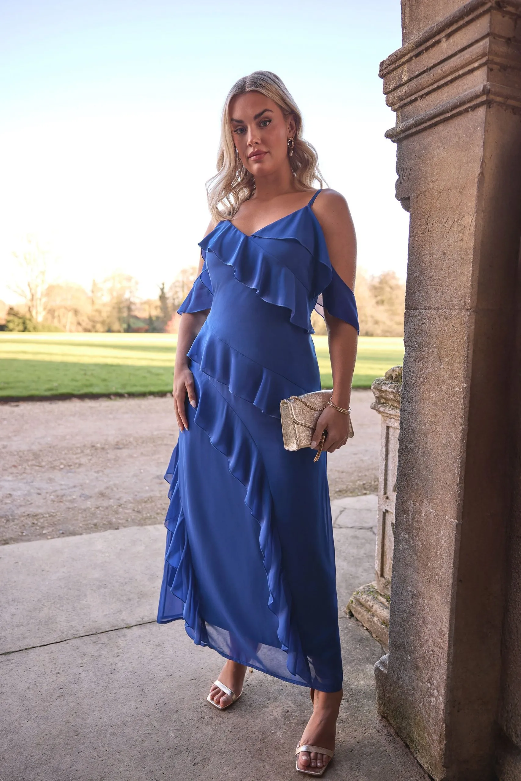 Ruffle Cold Shoulder Dress