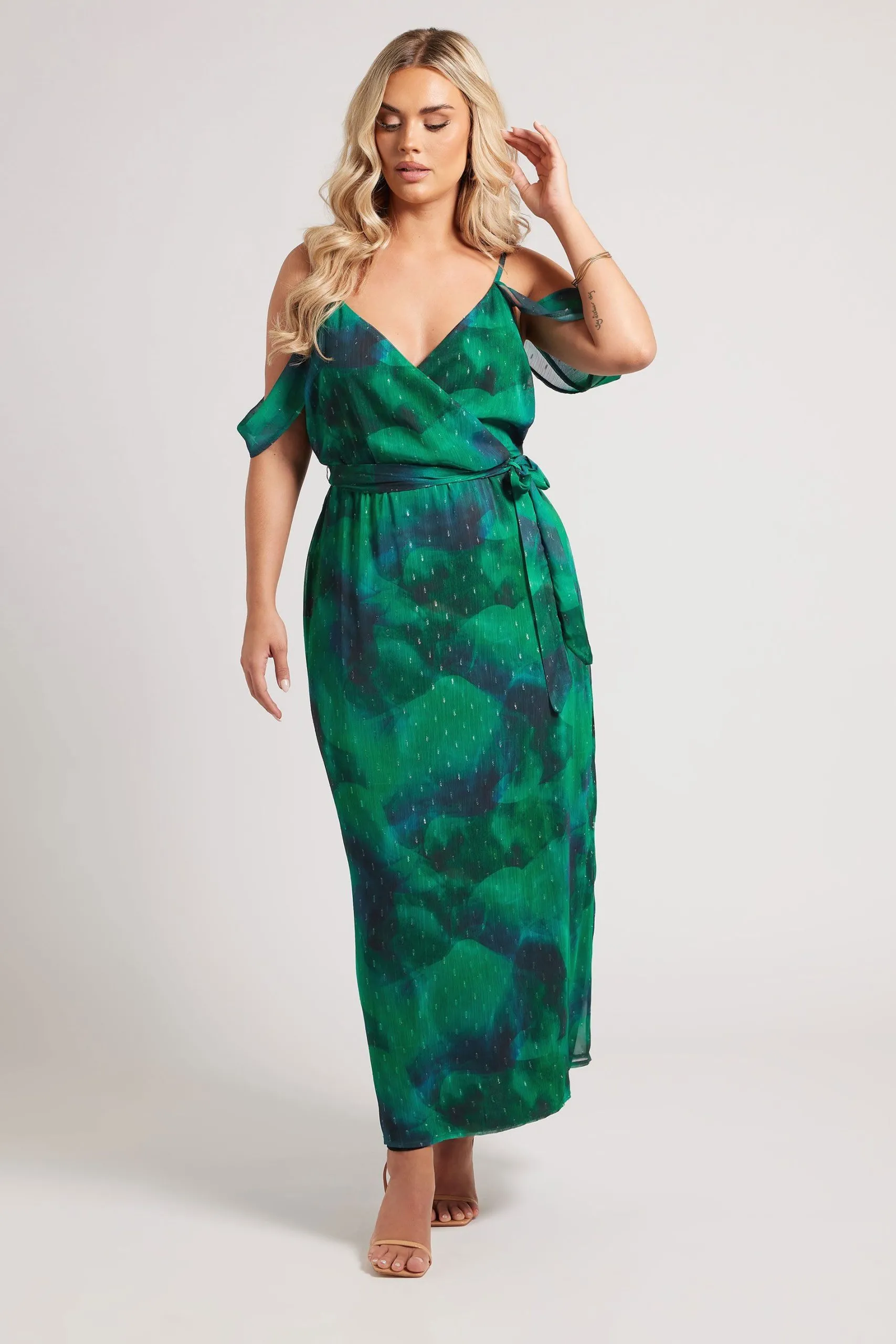 Abstract Cold Shoulder Dress